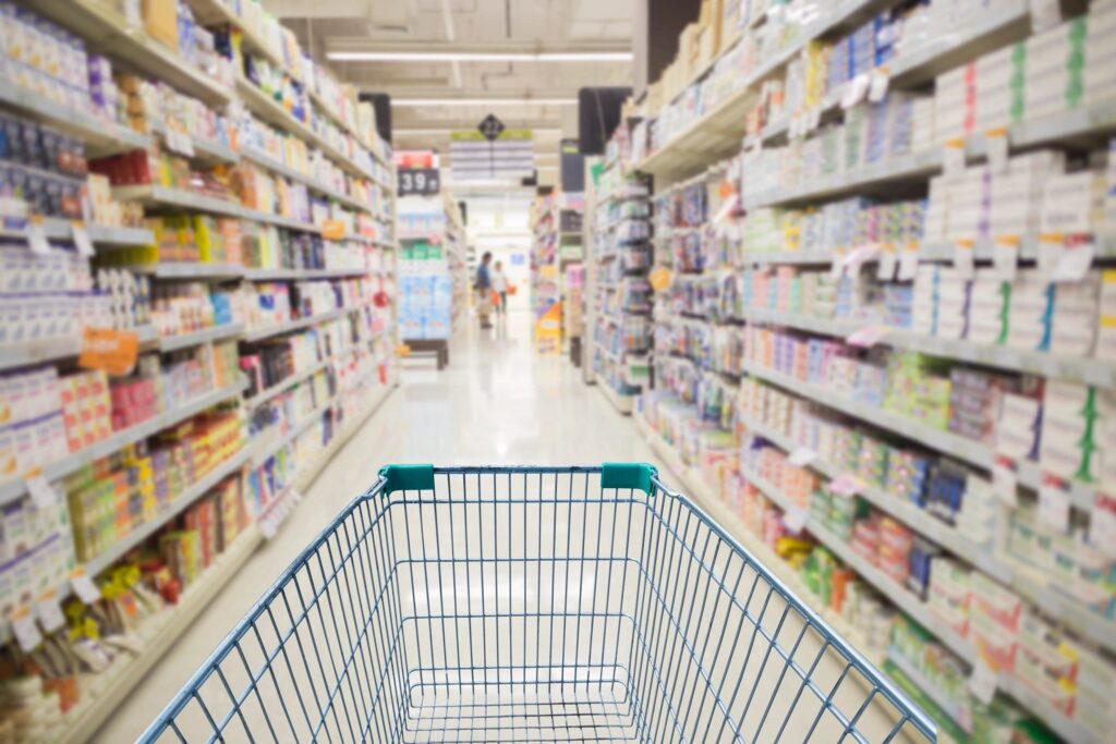 Grocery shopping aisle; Costco