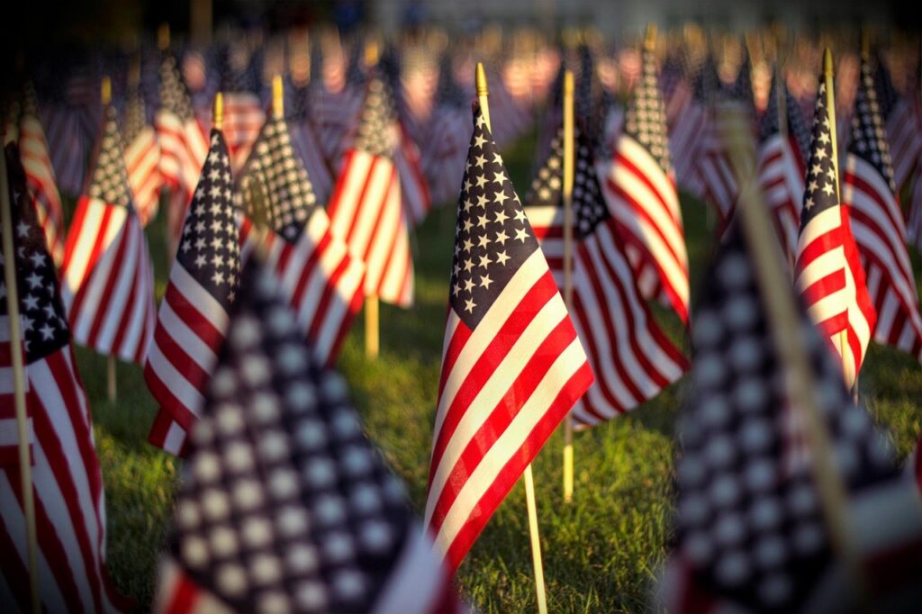 9/11 Memorial; American Flags