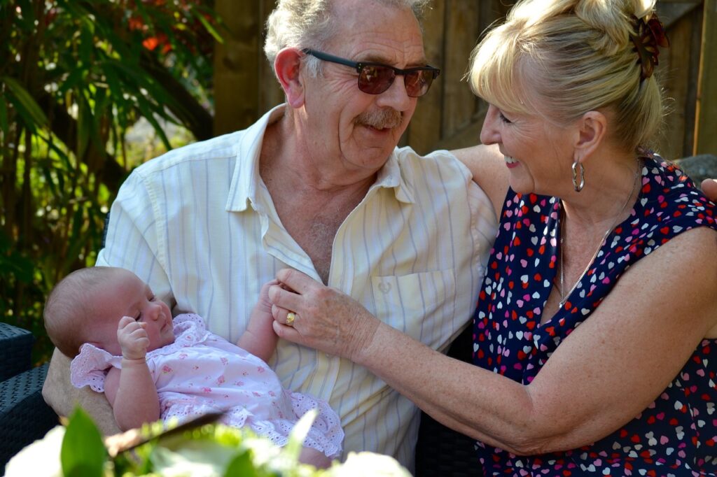 grandparents celebrate holidays with family