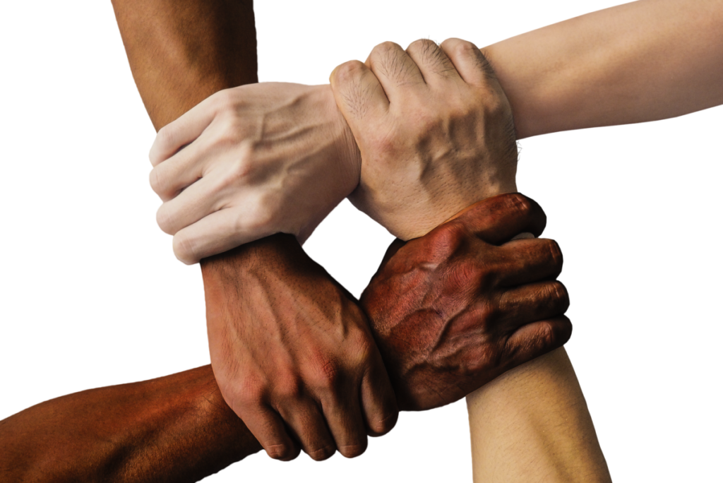 diversity; hands linked together